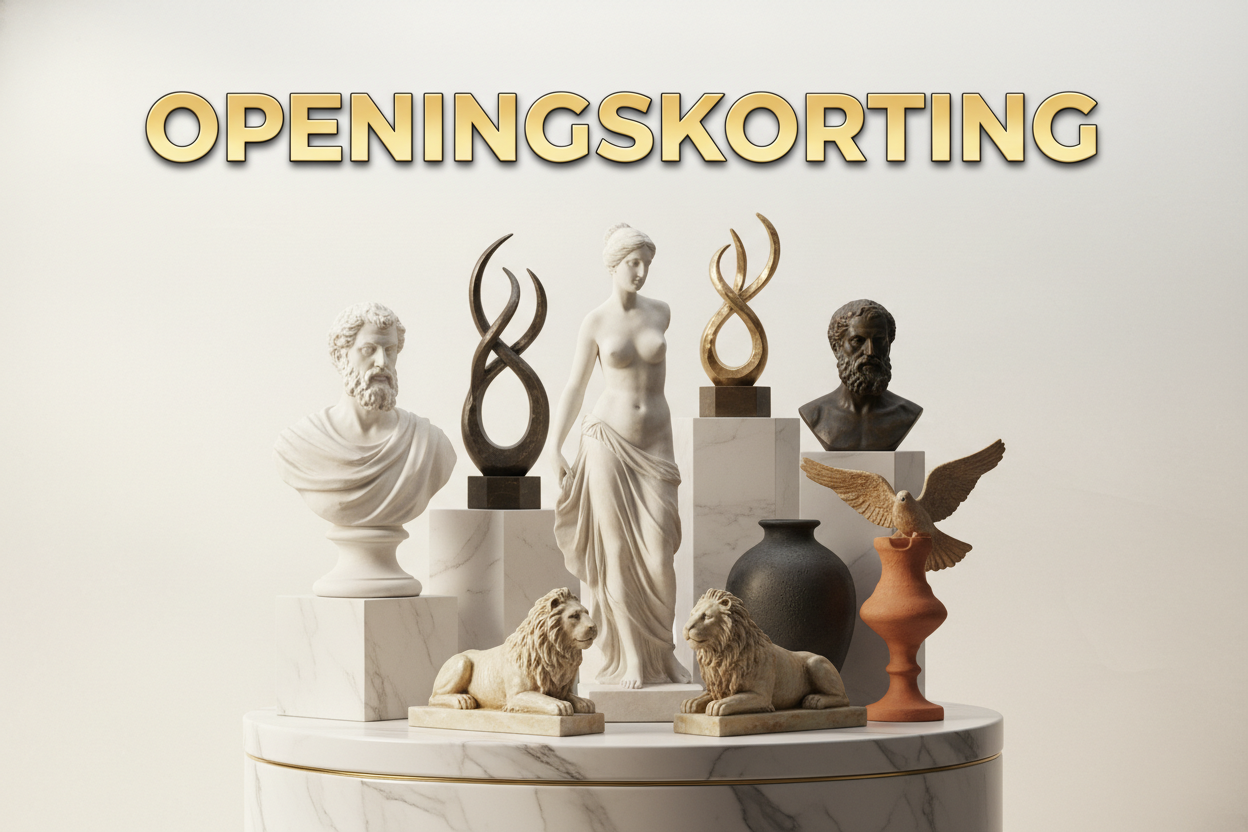 maak een mooie aantrekkelijke foto van beelden met de zin openingskorting erboven