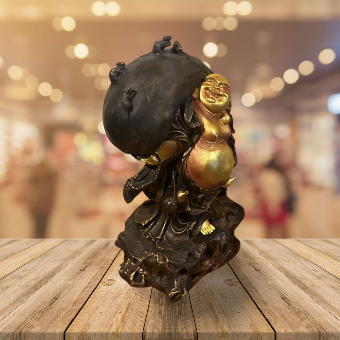 Buddha Beeld Goud/Zwart